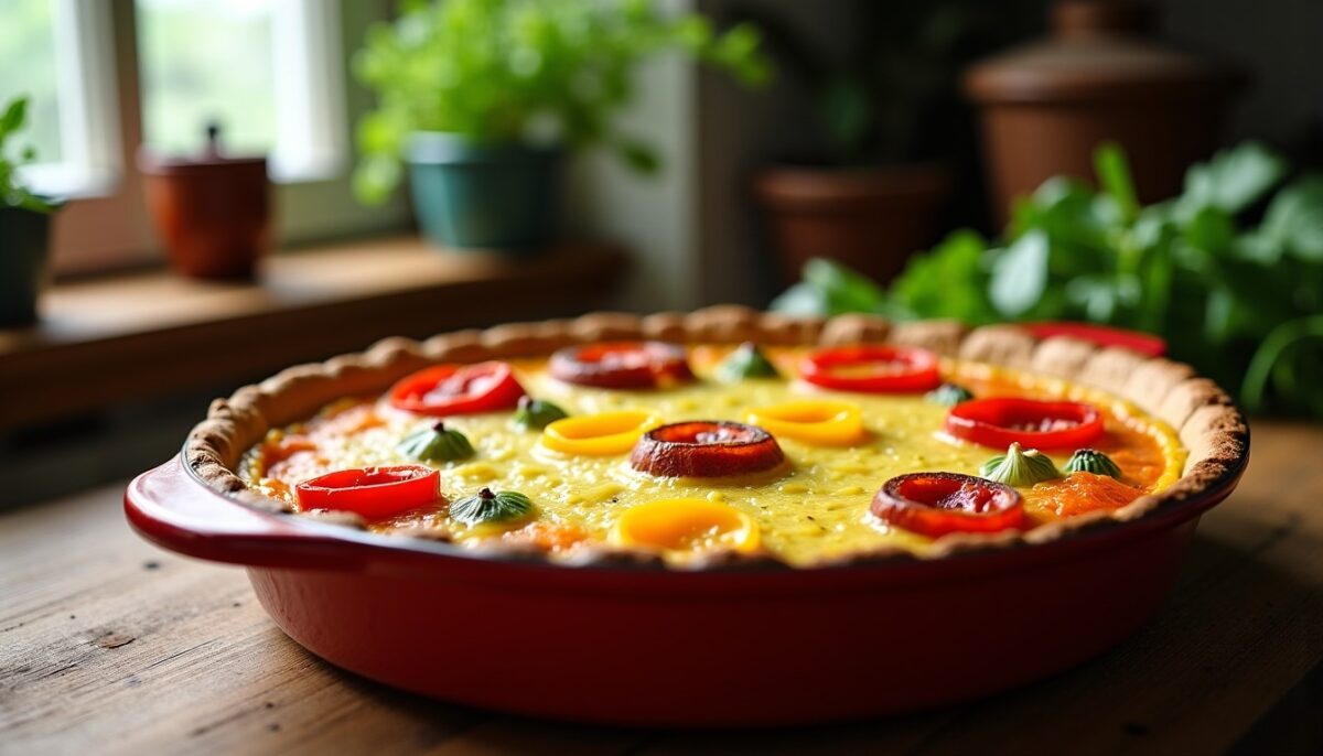 Délice léger : Quiche sans pâte aux poivrons colorés et chorizo savoureux