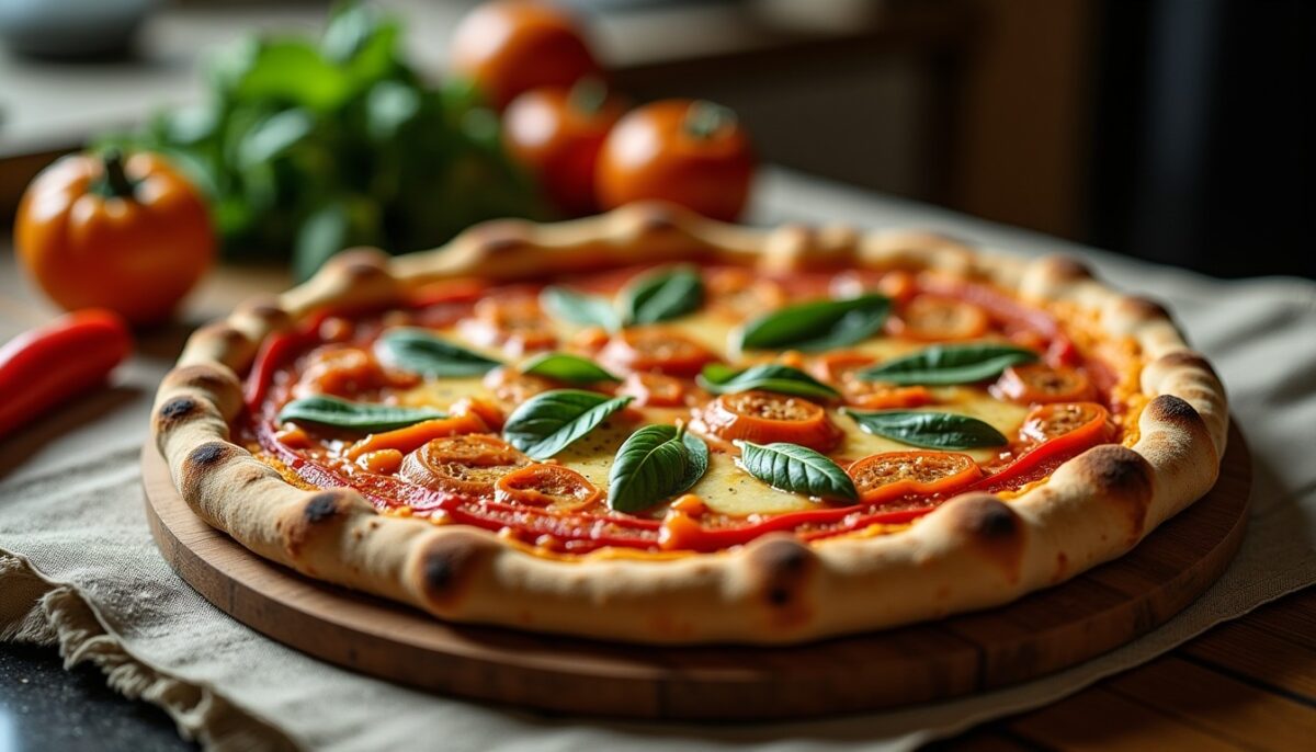 Délice Italien : Recette Maison de Pizza Gourmande aux Légumes et Fromages Fondants