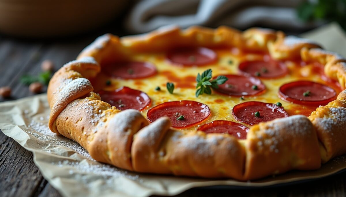 Délicieuse galette au jambon, emmental fondant et touche de bleu