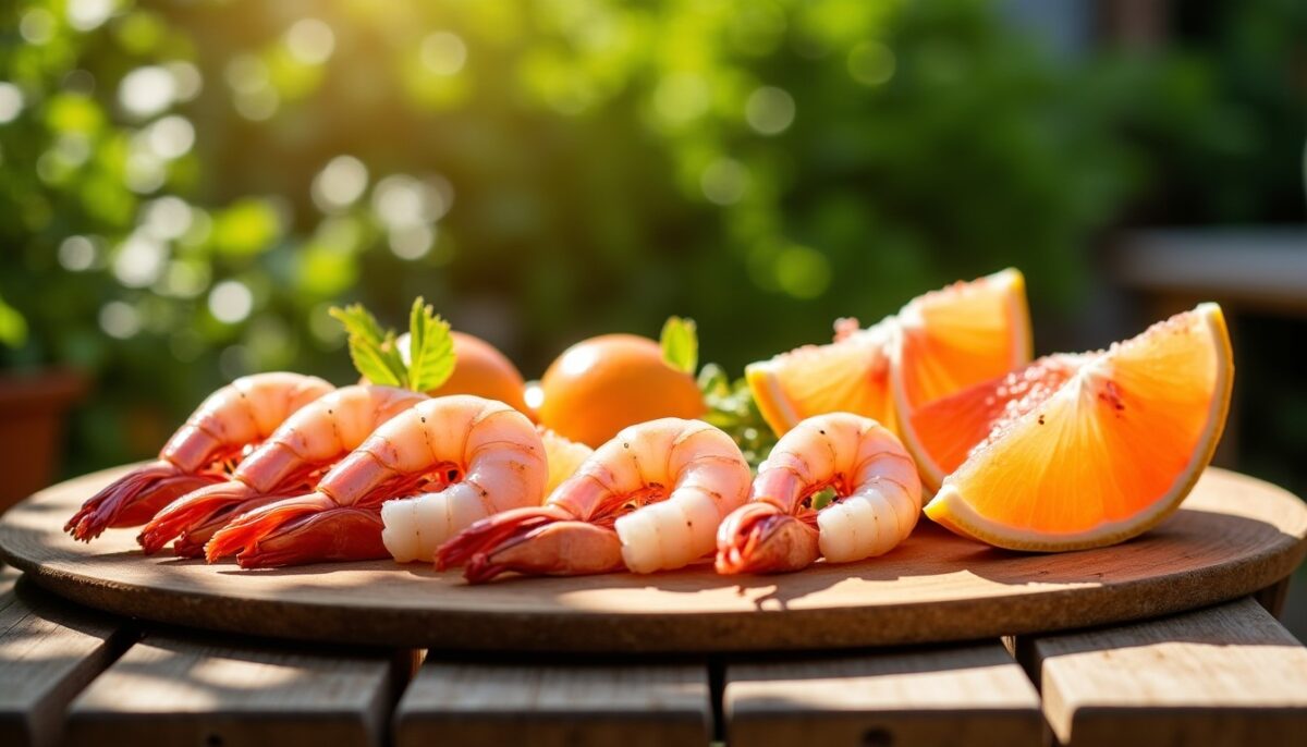 Délice estival : crevettes fraîches, pamplemousse juteux et fromage au saumon pour une recette pleine de saveurs