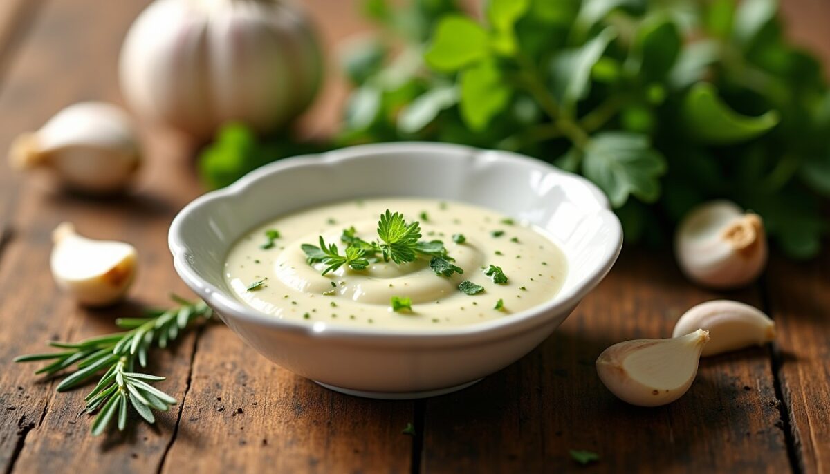 Délicieuse sauce onctueuse à l'ail et aux fines herbes : la touche gourmande parfaite