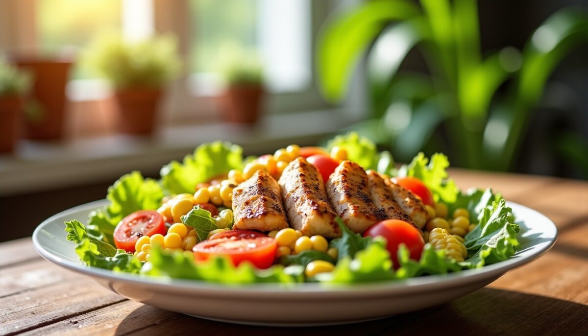 Salade Légère au Poulet, Maïs et Tomates : Recette Santé pour une Silhouette Minceur