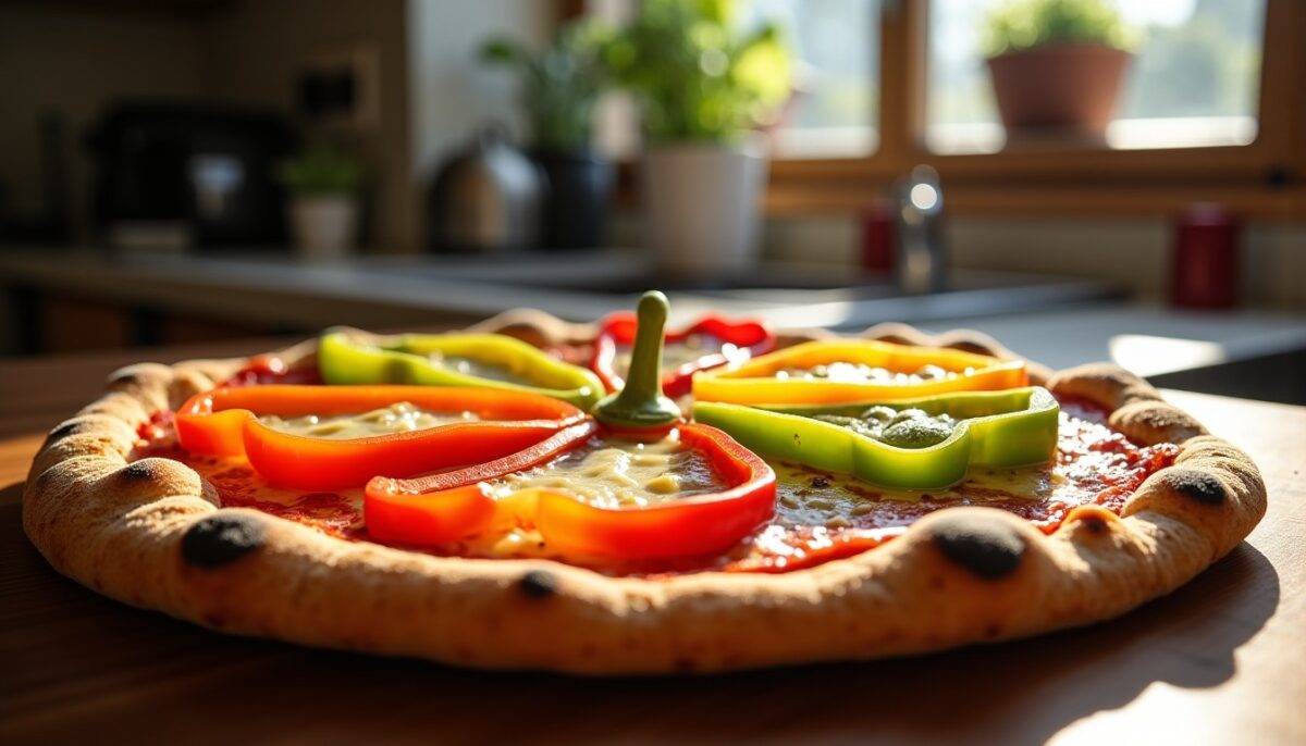 Délice Basque : Pizza aux Poivrons Colorés et Fromage de Brebis Fondant