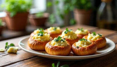 Délice apéritif : palmiers croustillants au fromage frais, ail et fines herbes