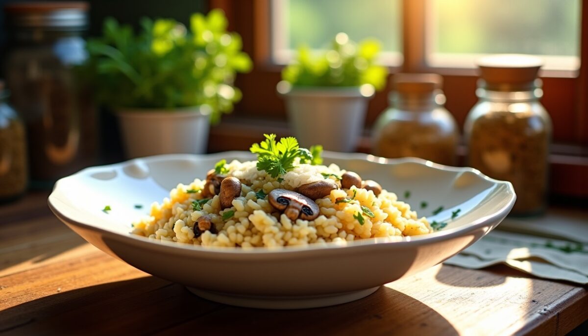 Délice crémeux : recette authentique de risotto aux champignons et parmesan