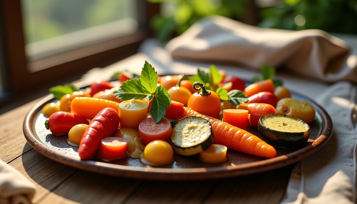 Légumes rôtis savoureux accompagnés d'une onctueuse sauce au fromage frais : une recette simple et gourmande