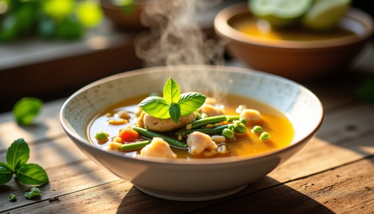 Délicieuse soupe maison au pistou et poulet : une recette simple et savoureuse