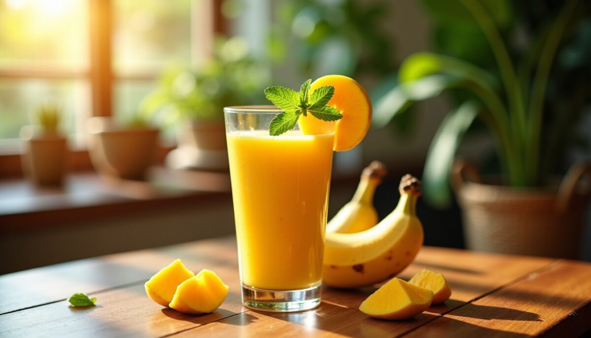 Recette facile de smoothie glacé léger à la mangue et à la banane