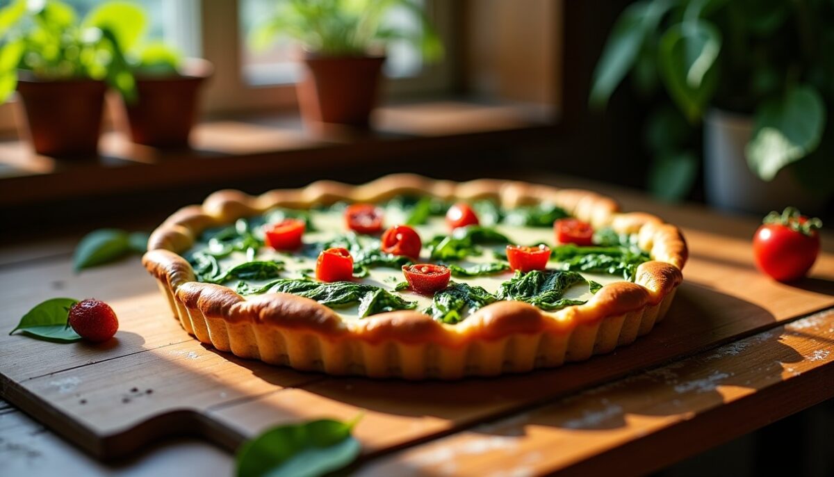 Délice Végétal : Tarte aux Épinards, Fromage Fondant et Tomates Séchées Sans Œuf
