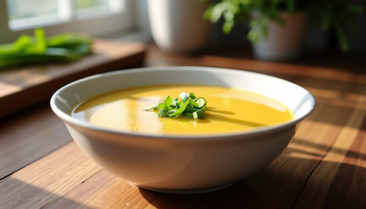 Velouté délicat de pommes de terre parfumé aux oignons