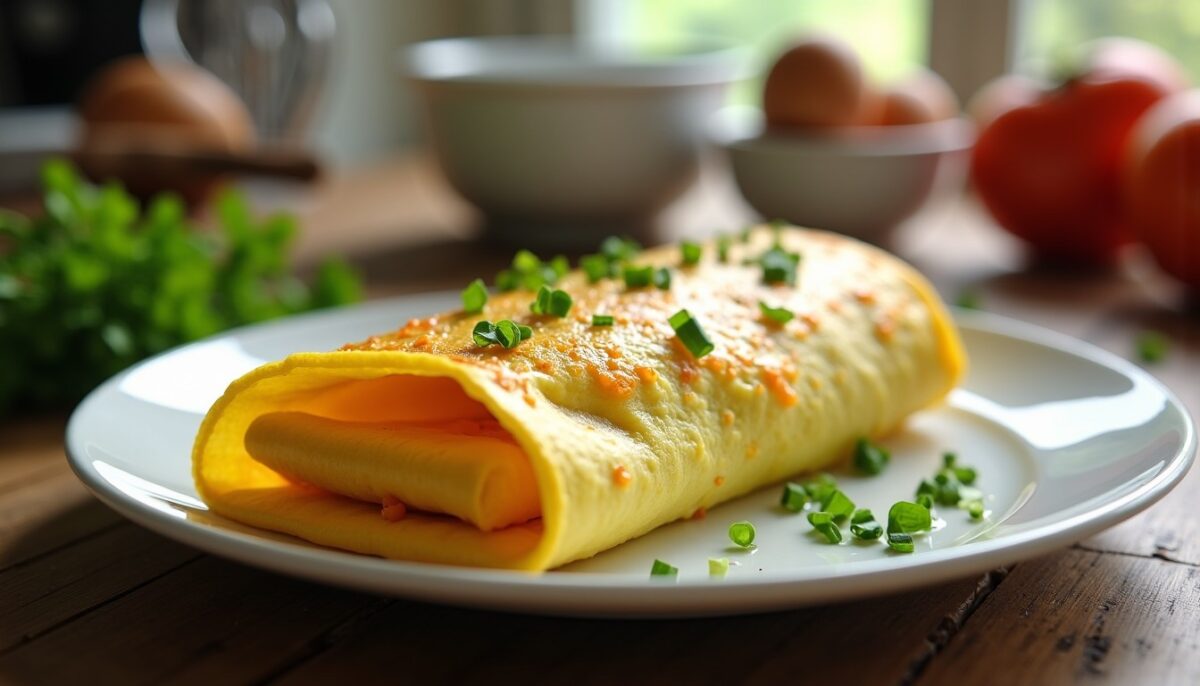 Délicieuse omelette roulée au fromage : la recette légère et gourmande