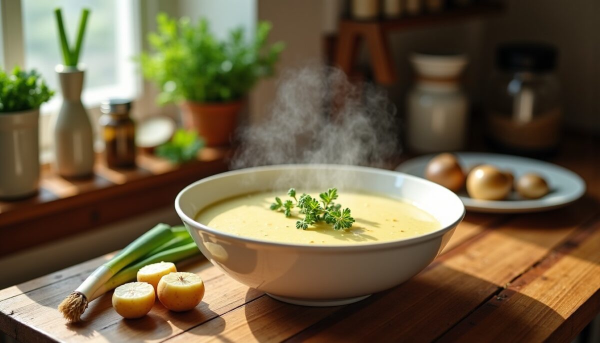 Recette simple et gourmande : velouté léger aux poireaux, pommes de terre et oignons