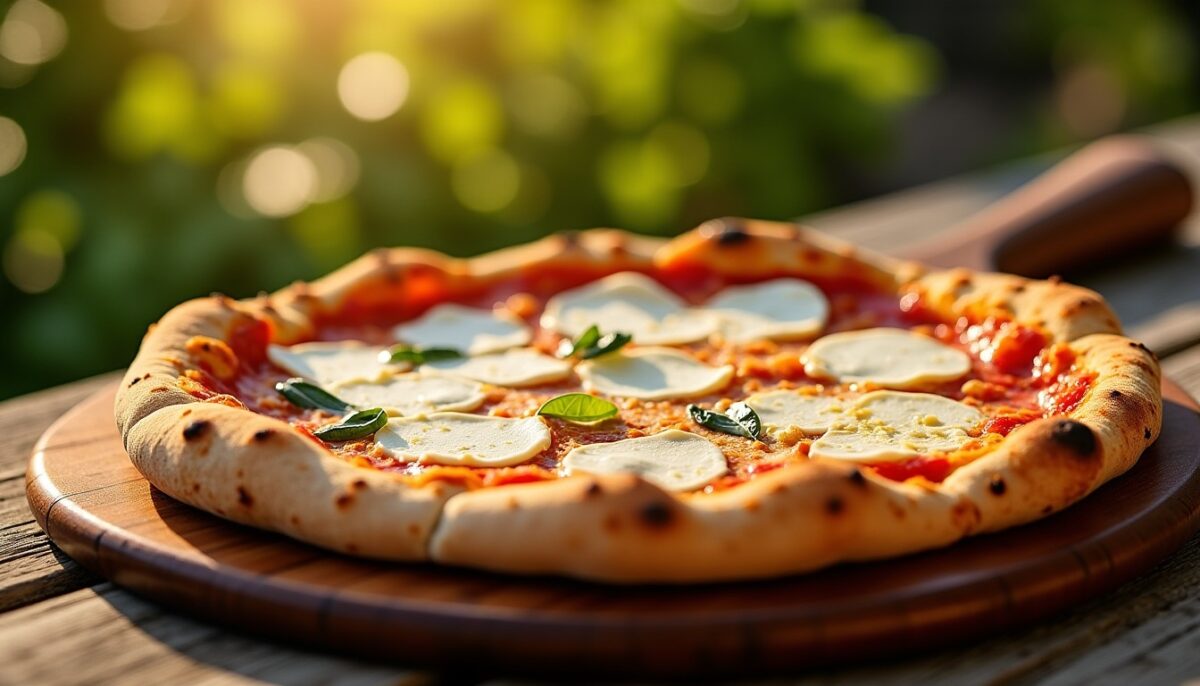 Délicieuse pizza à la mozzarella et fromage de chèvre frais façon Majorquine