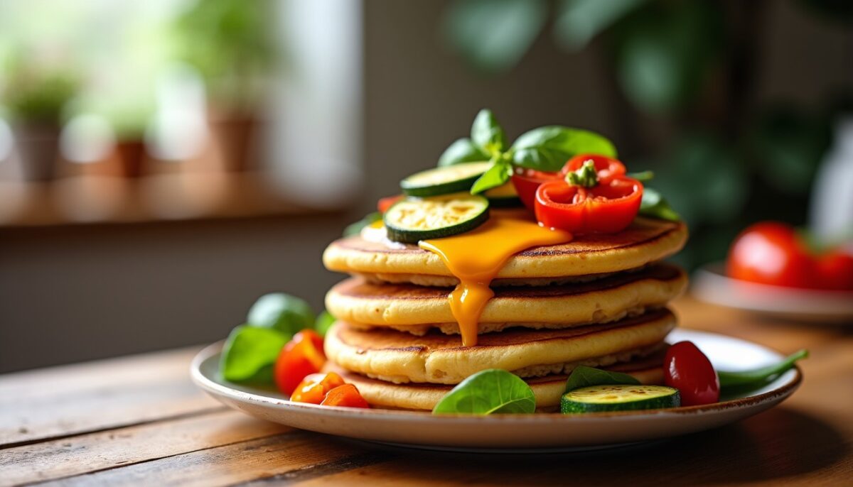Pancakes légers et savoureux : la recette healthy aux légumes frais et fromage fondant