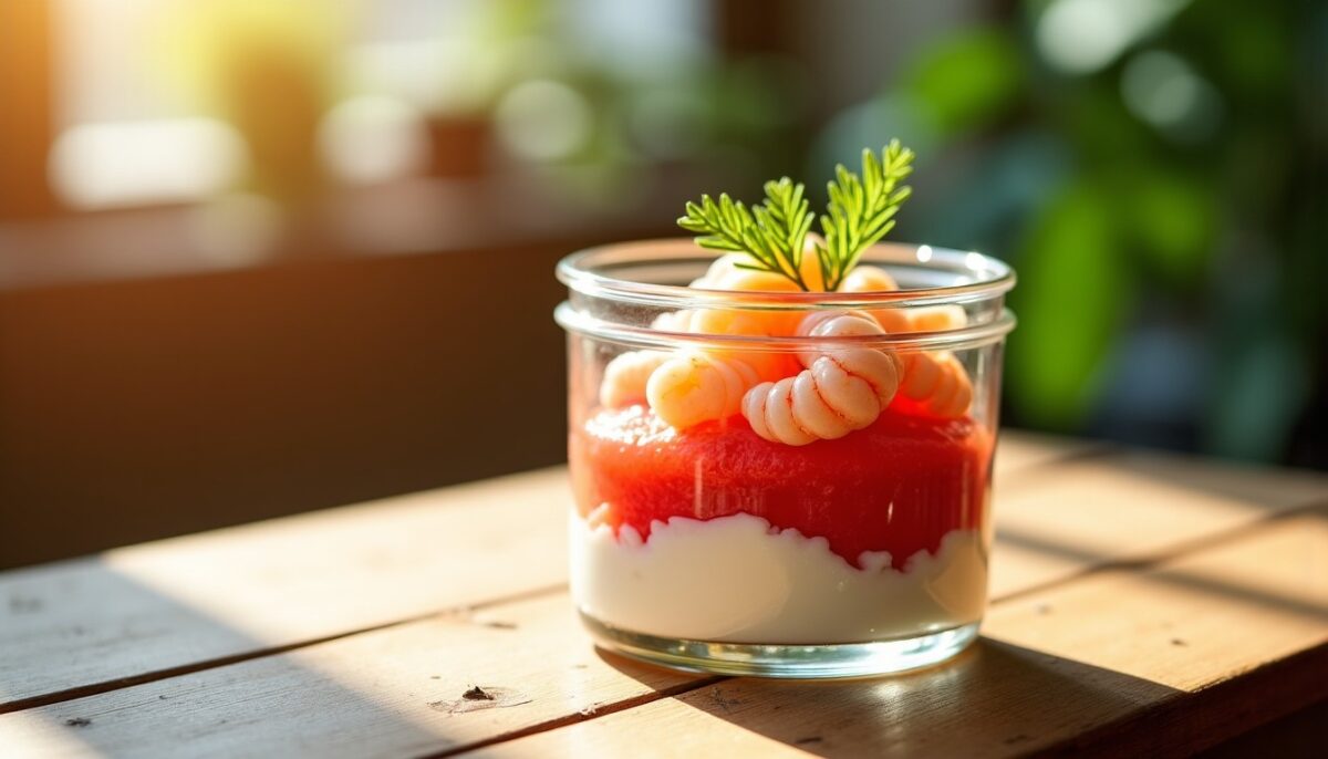 Délice en Verrine : Crevettes et Pamplemousse au Fromage de Chèvre Frais, une Recette Simple et Gourmande