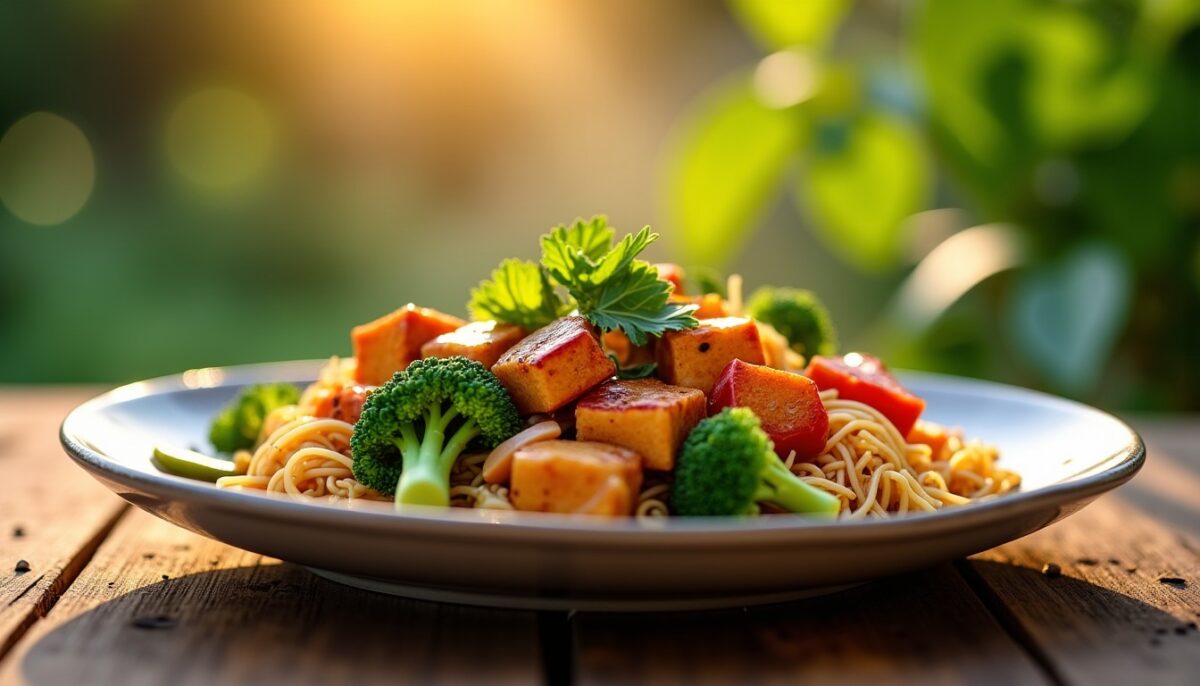 Pad Thaï allégé au tempeh grillé et brocolis croquants