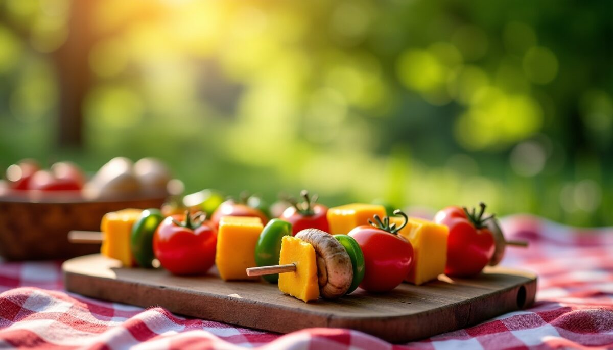 Délices Végétariens : Brochettes Gourmandes au Fromage Fondant