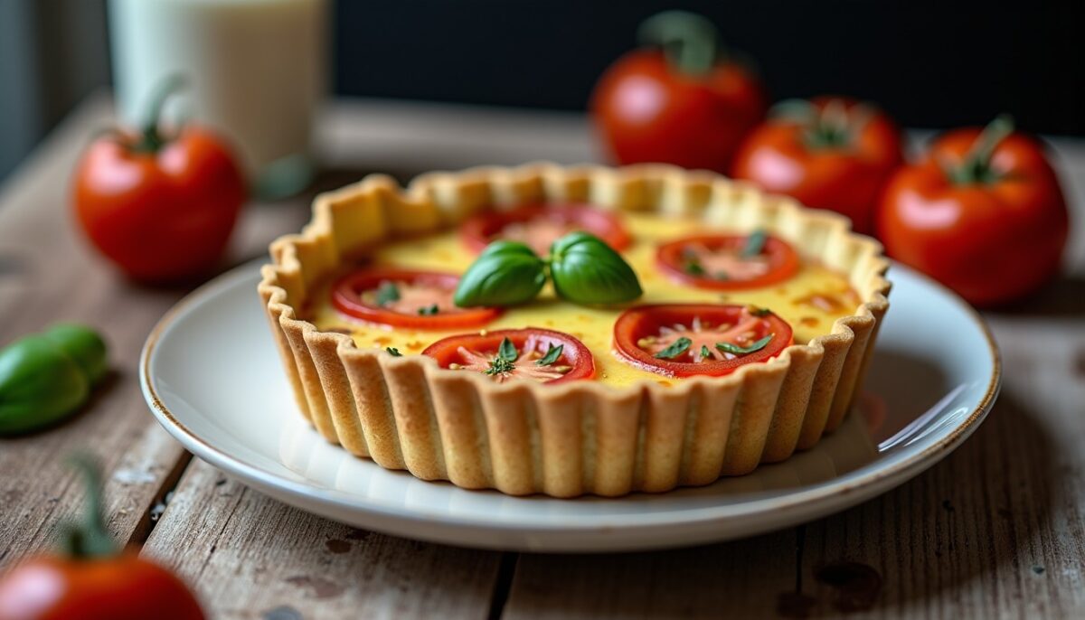 Quiche fondante à la tomate et au bleu : un festival de saveurs fromagères