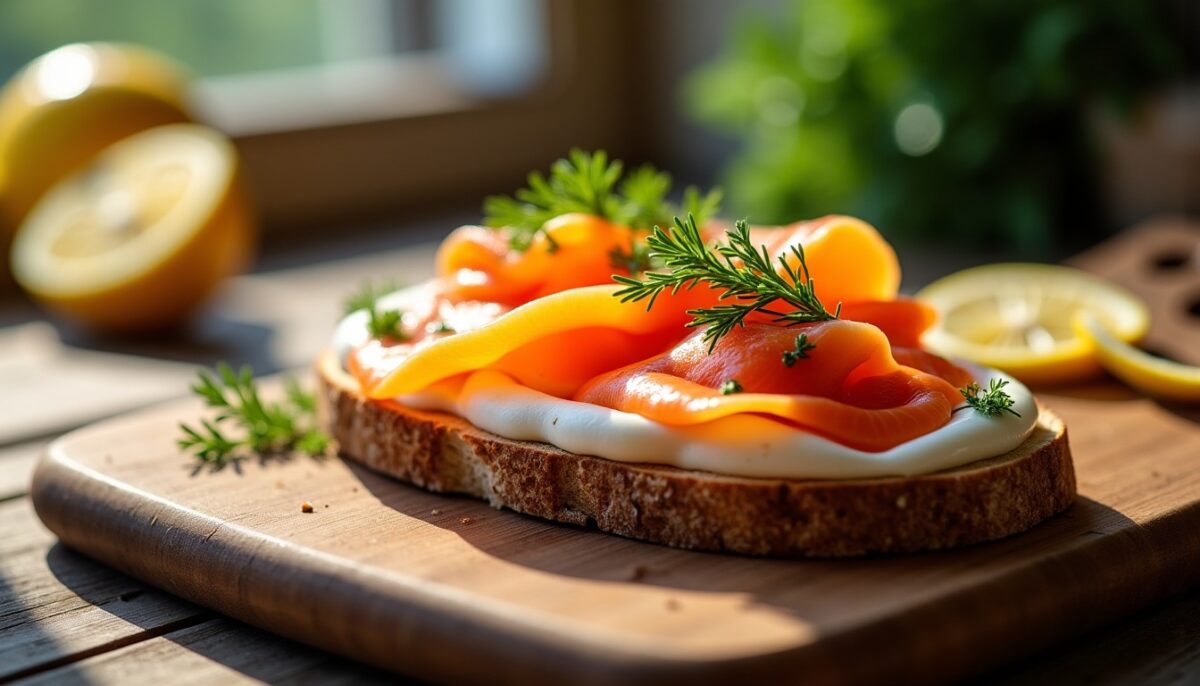 Délicieuse tartine gourmande au fromage frais et saumon fumé : recette facile et savoureuse