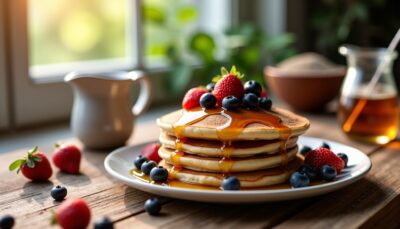 Délicieux pancakes moelleux au son de blé pour une recette légère et saine
