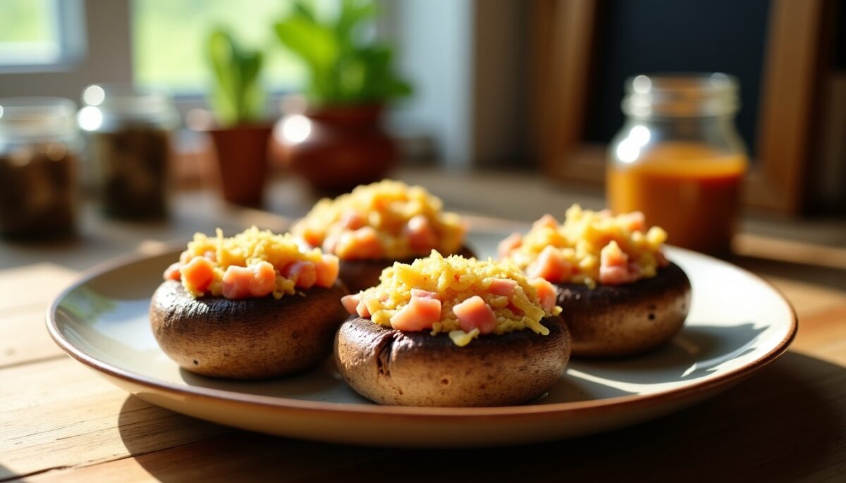 Délicieux champignons farcis au jambon et gruyère léger : une recette gourmande et saine