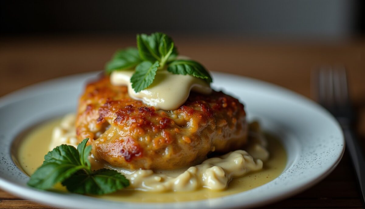 Délice inédit : Blanquette de poulet nappée d'une onctueuse sauce à la crème de bleu