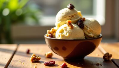 Glace express aux bananes, raisins et noix : fraîcheur légère à savourer
