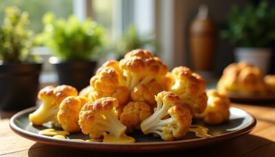 Chou-fleur rôti accompagné d’une sauce onctueuse au Gouda : un délice gourmand à savourer