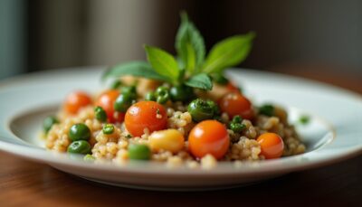Délice Crémeux : Risotto aux Légumes Frais & Tartinade Végétale aux Herbes de Provence