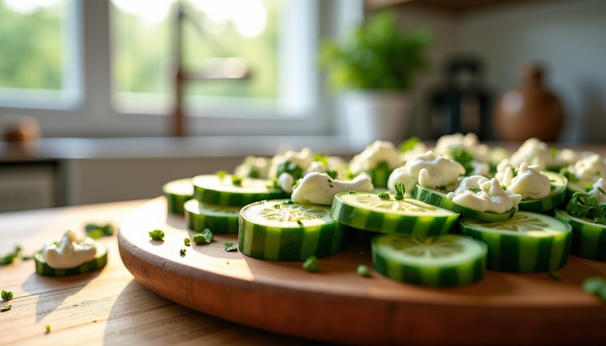 Délicieuses bouchées au concombre et fromage frais : une recette fraîche et gourmande