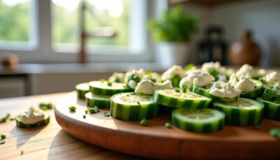 Délicieuses bouchées au concombre et fromage frais : une recette fraîche et gourmande