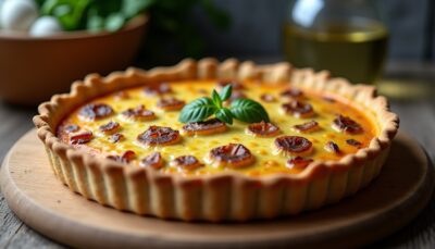 Délicieuse quiche sans pâte aux lardons croustillants et fromage fondant