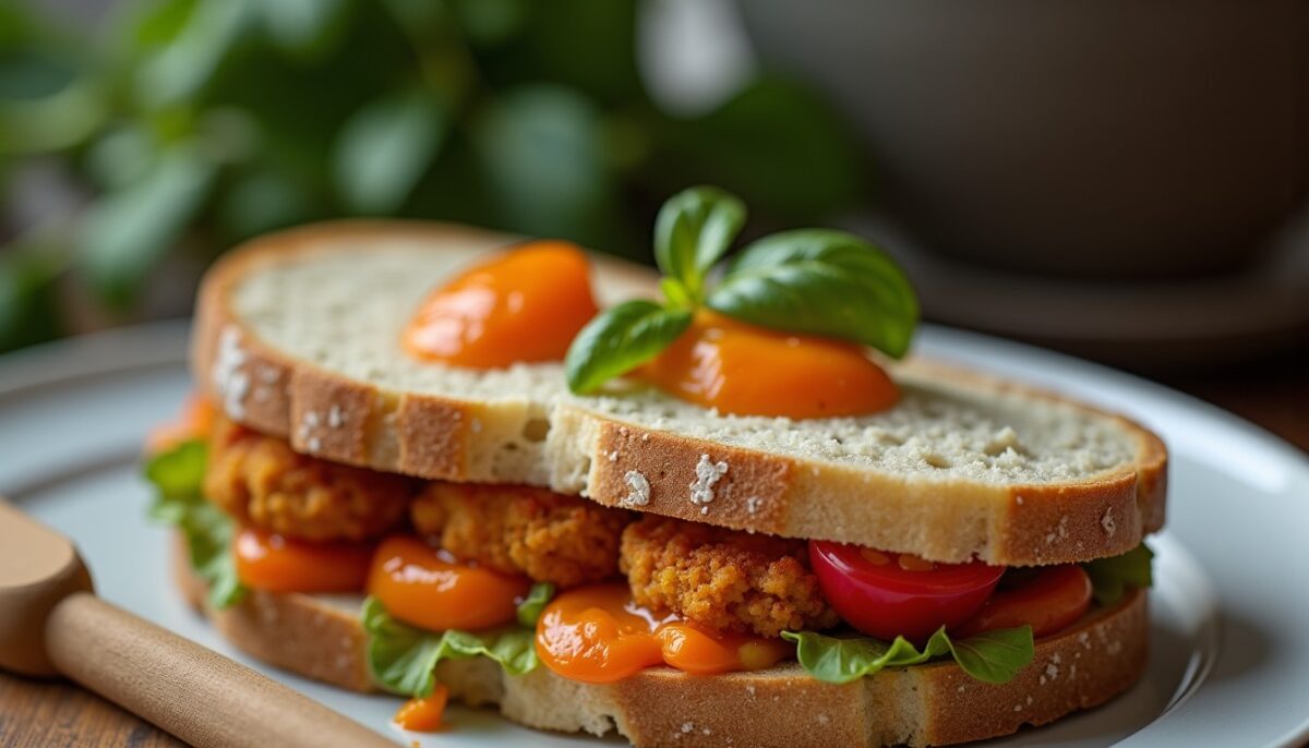 Délice frais : sandwich léger aux légumes croquants et tartinade de betterave