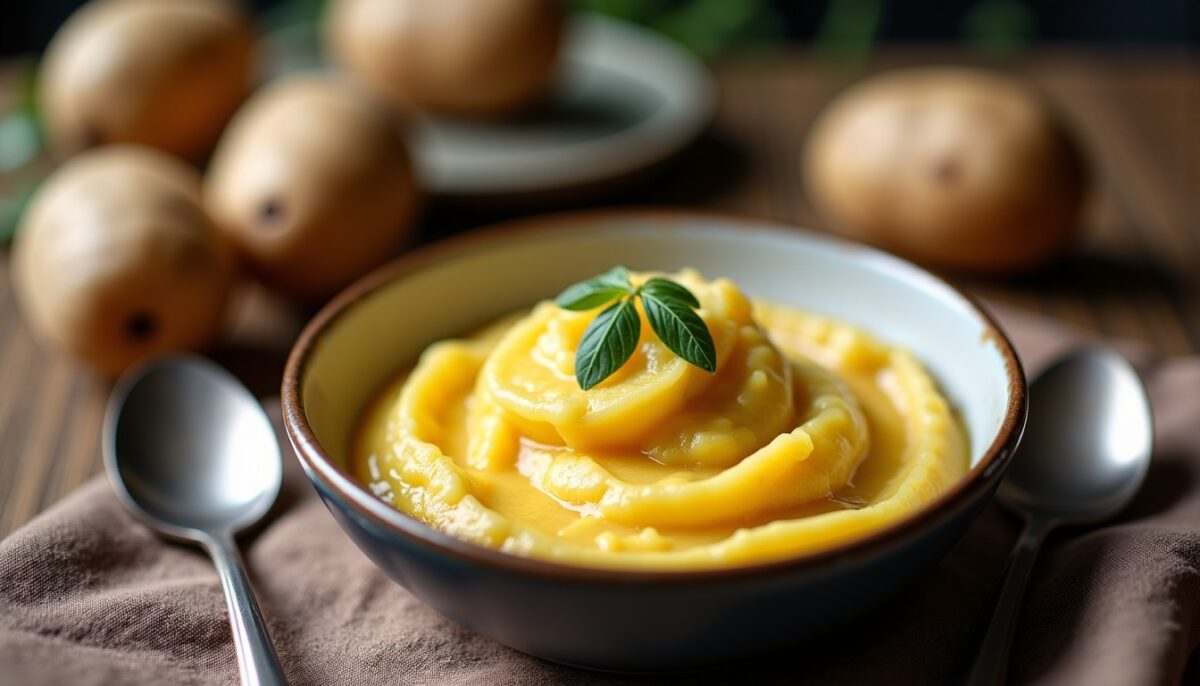 Délice crémeux : purée de patates douces, navet fondant et fromage frais onctueux