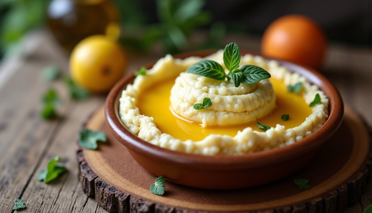 Délice crémeux : dip au chèvre, miel doré et estragon frais