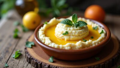Délice crémeux : dip au chèvre, miel doré et estragon frais