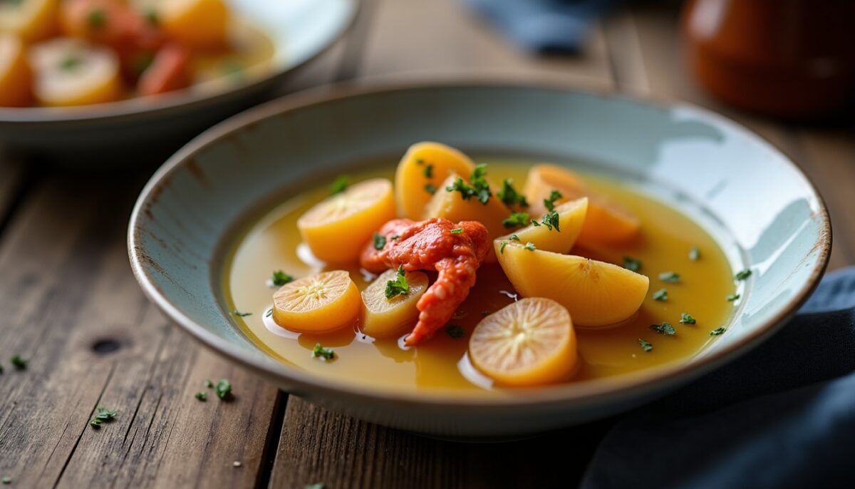Délice marin : Soupe légère et savoureuse de pommes de terre au crabe