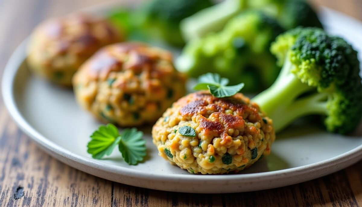 Délicieux falafels aux pois chiches et brocolis nappés de fromage bleu : une recette savoureuse à découvrir