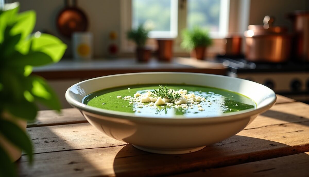 Délicieux velouté léger aux épinards et chèvre préparé au Thermomix : recette simple et gourmande