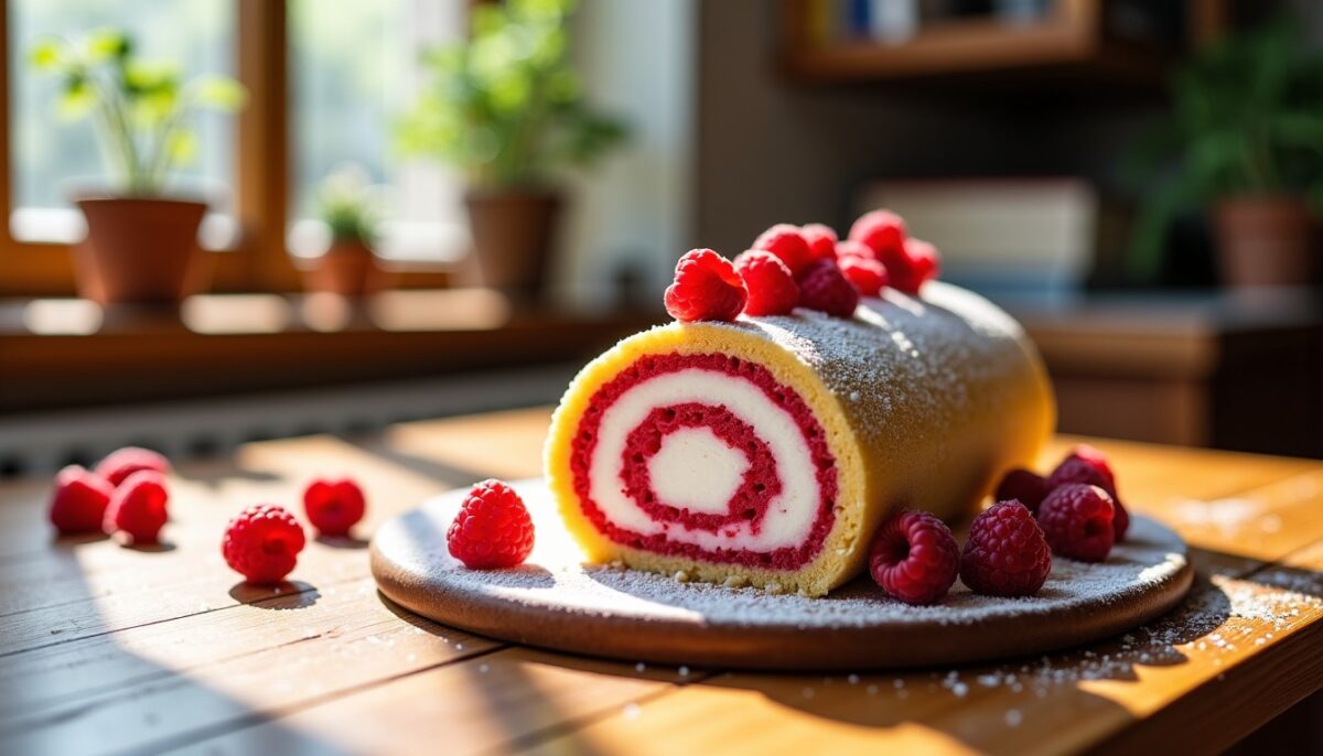 Délice roulé aux framboises : une recette légère et gourmande à réaliser facilement