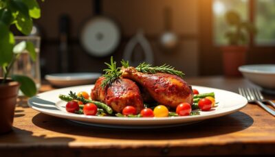 Délice léger : Poulet mariné au vin rouge, une recette pleine de saveurs
