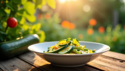 Courgettes du potager en entrée : une marinade fraîche, légère et aux notes fruitées qui ravivent vos papilles