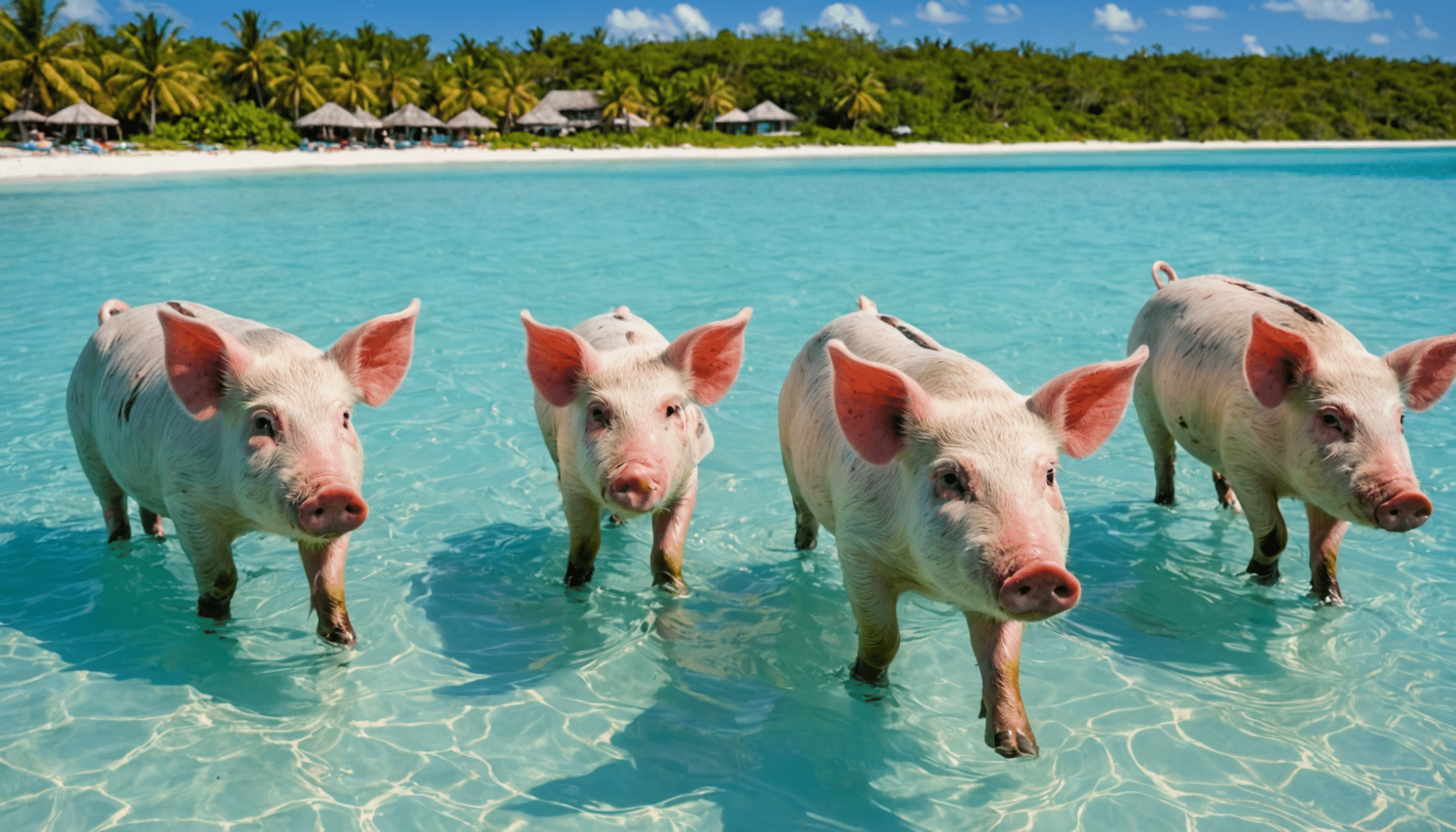 vivez une aventure exceptionnelle aux bahamas en nageant avec des cochons sauvages dans des eaux cristallines. une expérience mémorable alliant détente, nature et moments hilarants qui ravira petits et grands. réservez dès maintenant votre escapade unique !