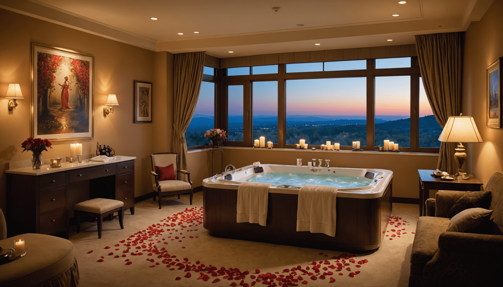 découvrez notre chambre avec jacuzzi, l'escapade idéale pour les couples en quête de romantisme. profitez d'un cadre intime et relaxant, parfait pour célébrer l'amour et créer des souvenirs inoubliables.