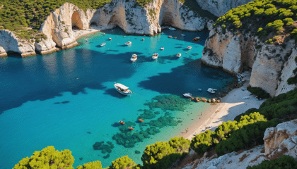 explorez la beauté sauvage de porto limnionas à zakynthos, une crique incontournable réputée pour ses eaux cristallines et ses paysages à couper le souffle. parfait pour les amoureux de la nature et les amateurs de baignade.