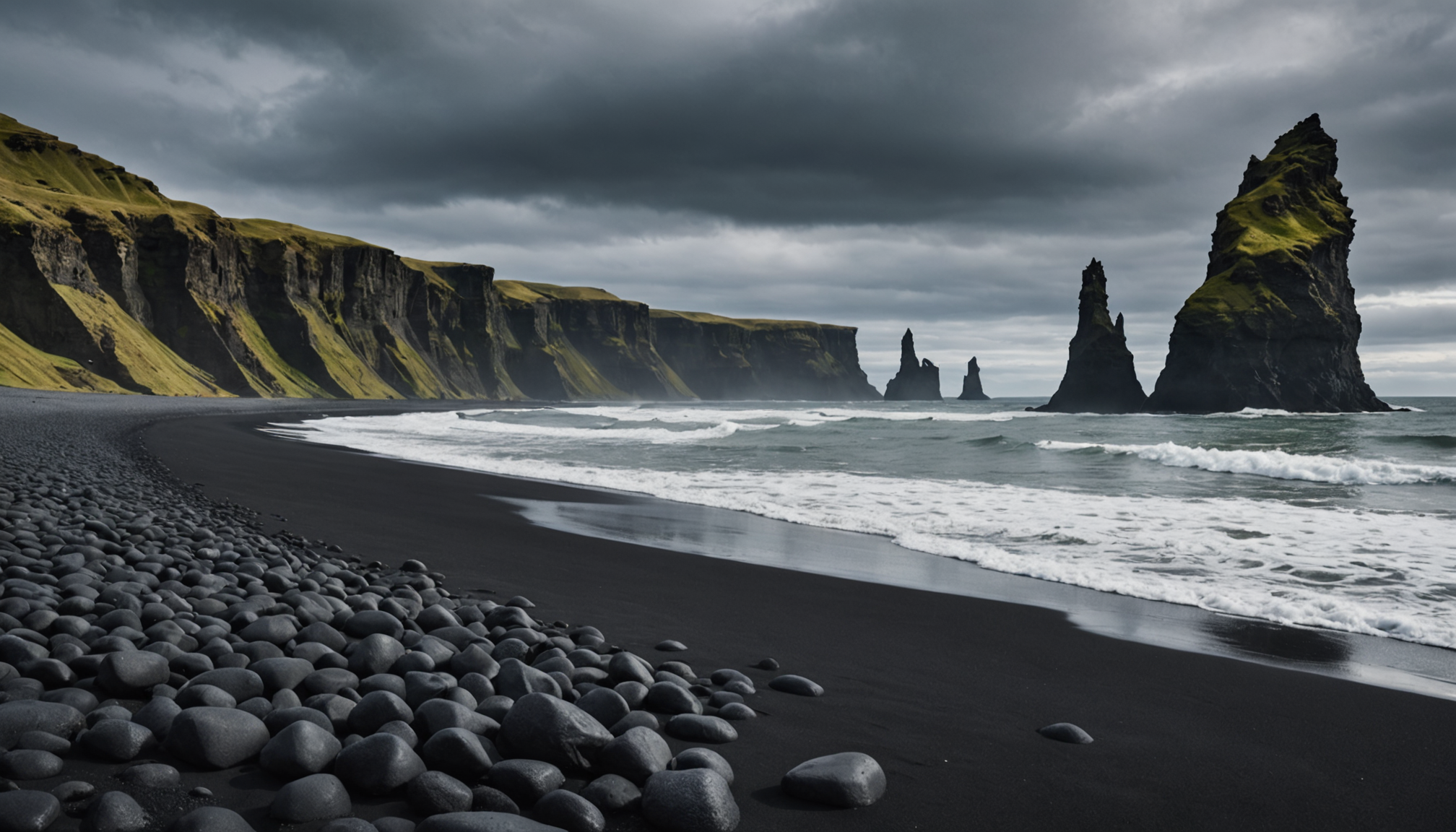 explorez la plage mystique de reynisfjara en islande, célèbre pour ses sables noirs, ses colonnes de basalte impressionnantes et ses paysages spectaculaires, parfaits pour une aventure inoubliable en pleine nature.