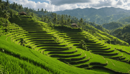 découvrez les somptueuses rizières en terrasses de jatiluwih, classées au patrimoine mondial de l’unesco, et laissez-vous émerveiller par des panoramas à couper le souffle au cœur de bali.