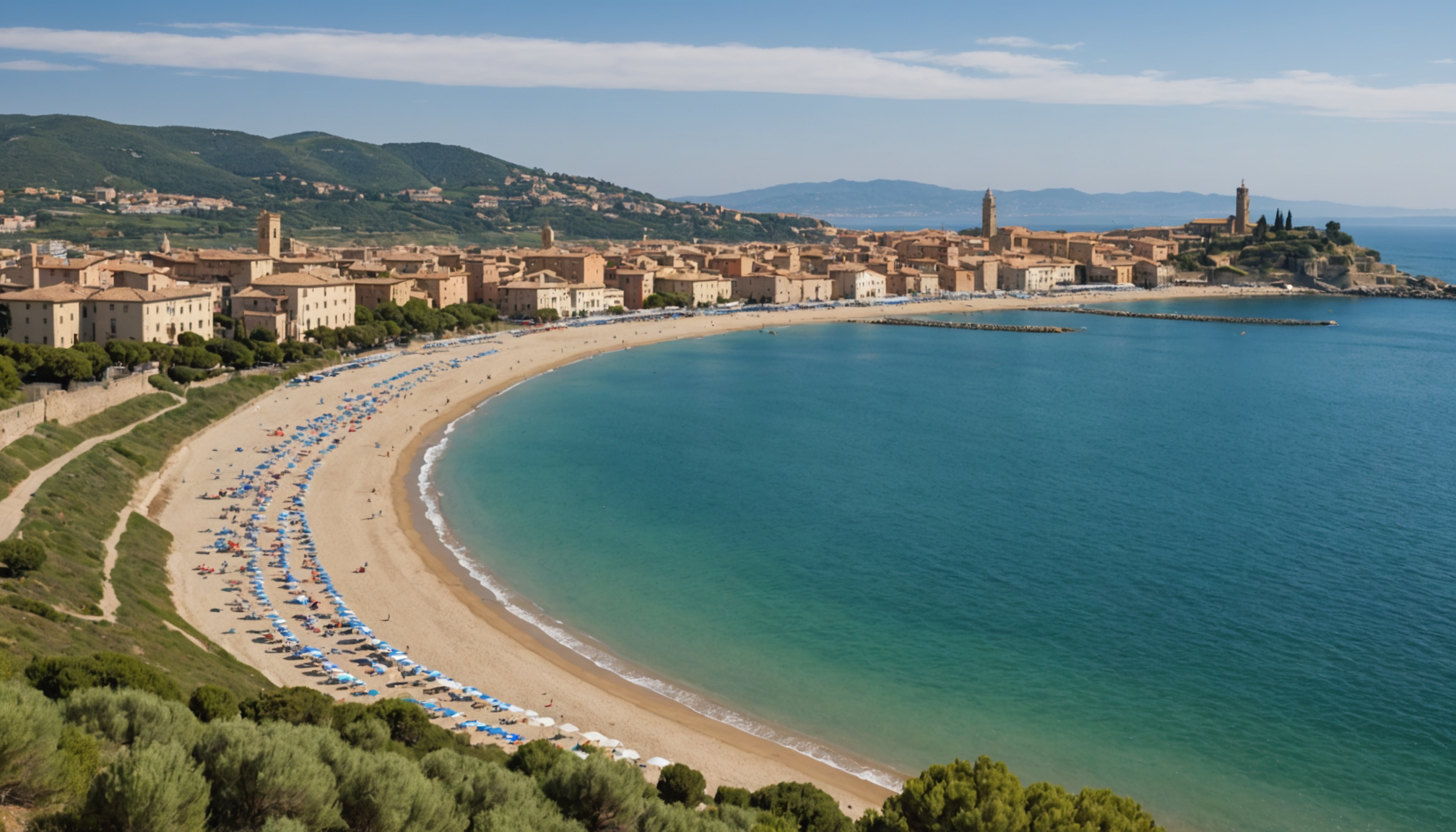 plongez au cœur de follonica, station balnéaire idéale en toscane : plages dorées, soleil éclatant et paysages côtiers de rêve au cœur de la maremme. parfait pour des vacances détente au bord de la méditerranée !