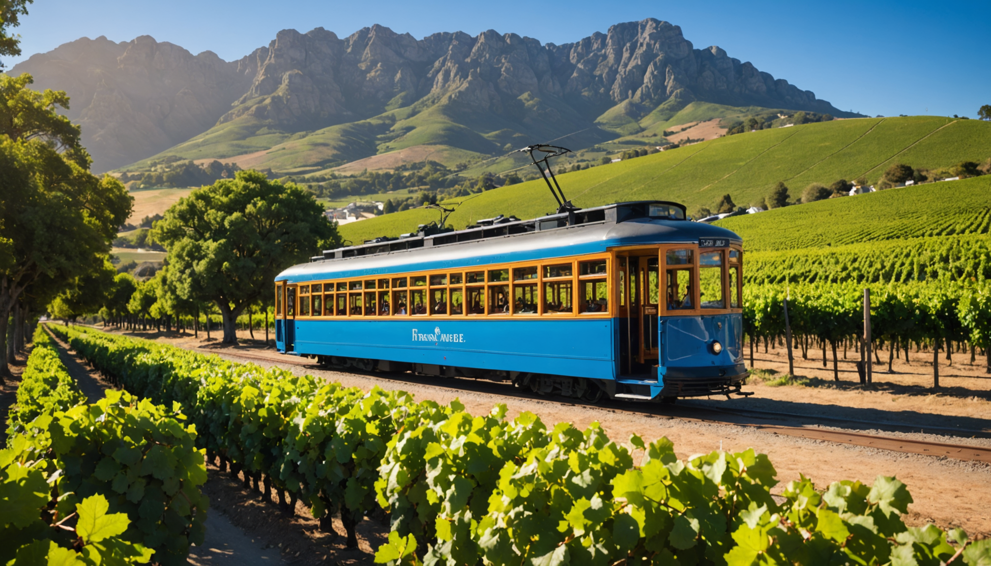 embarquez à bord du tram viticole de franschhoek et explorez les prestigieux domaines viticoles de la région. suivez notre guide complet pour organiser une escapade œnologique inoubliable en afrique du sud.