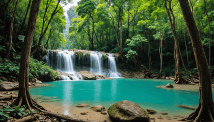 explorez la beauté naturelle des cascades d'erawan en thaïlande. découvrez des chutes d'eau spectaculaires, des sentiers enchanteurs et une faune unique pour une aventure inoubliable au cœur de la nature.